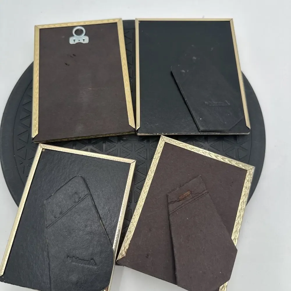 Lot Of 4 Vintage Brass Tone Picture Frame Gold Various Sizes